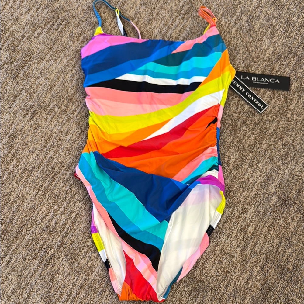 La Blanca Blue and Pink One Piece Swimsuit